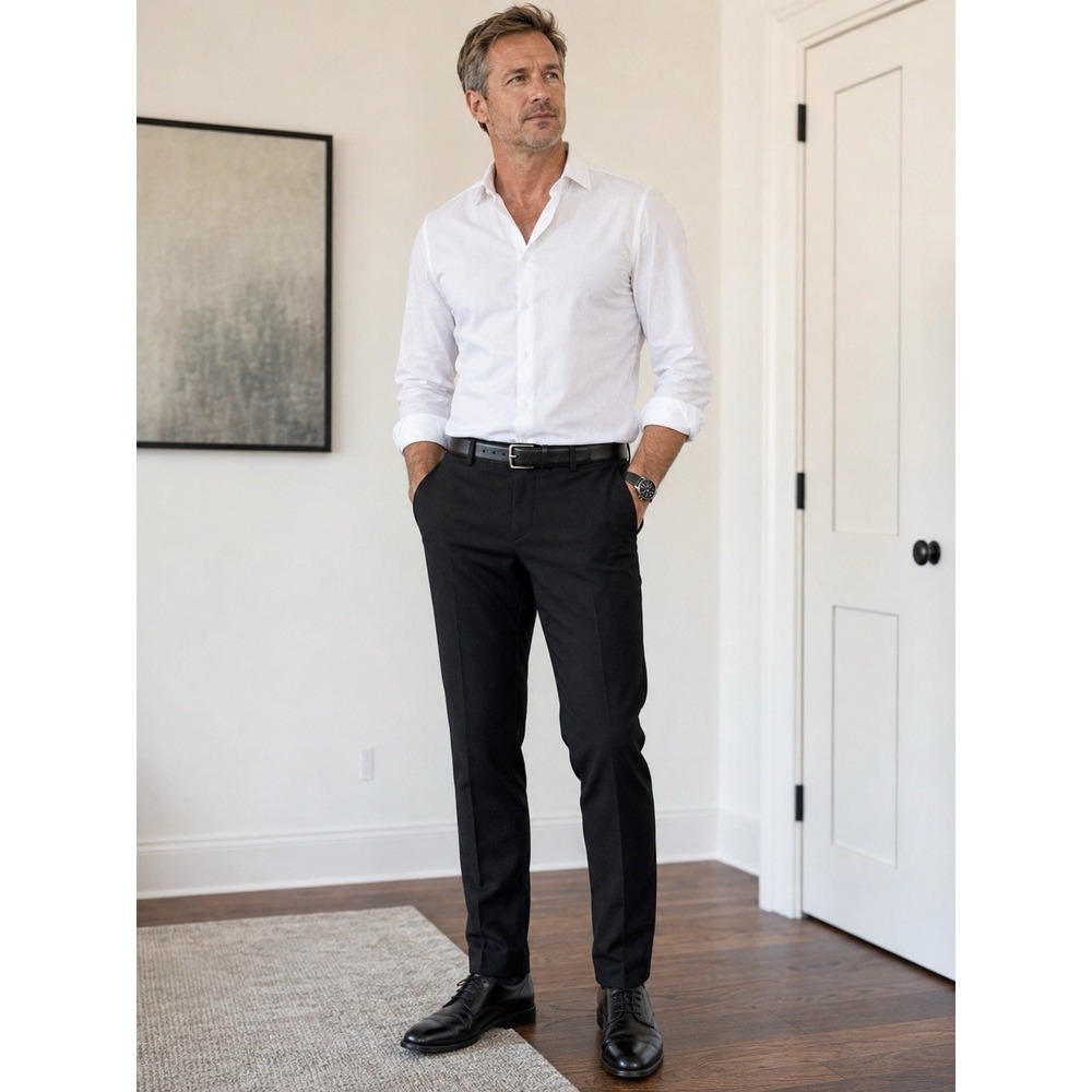 The Row Men's Black Wool Blend Dress Pants 30x30 RiRi Zip Tailored Italy